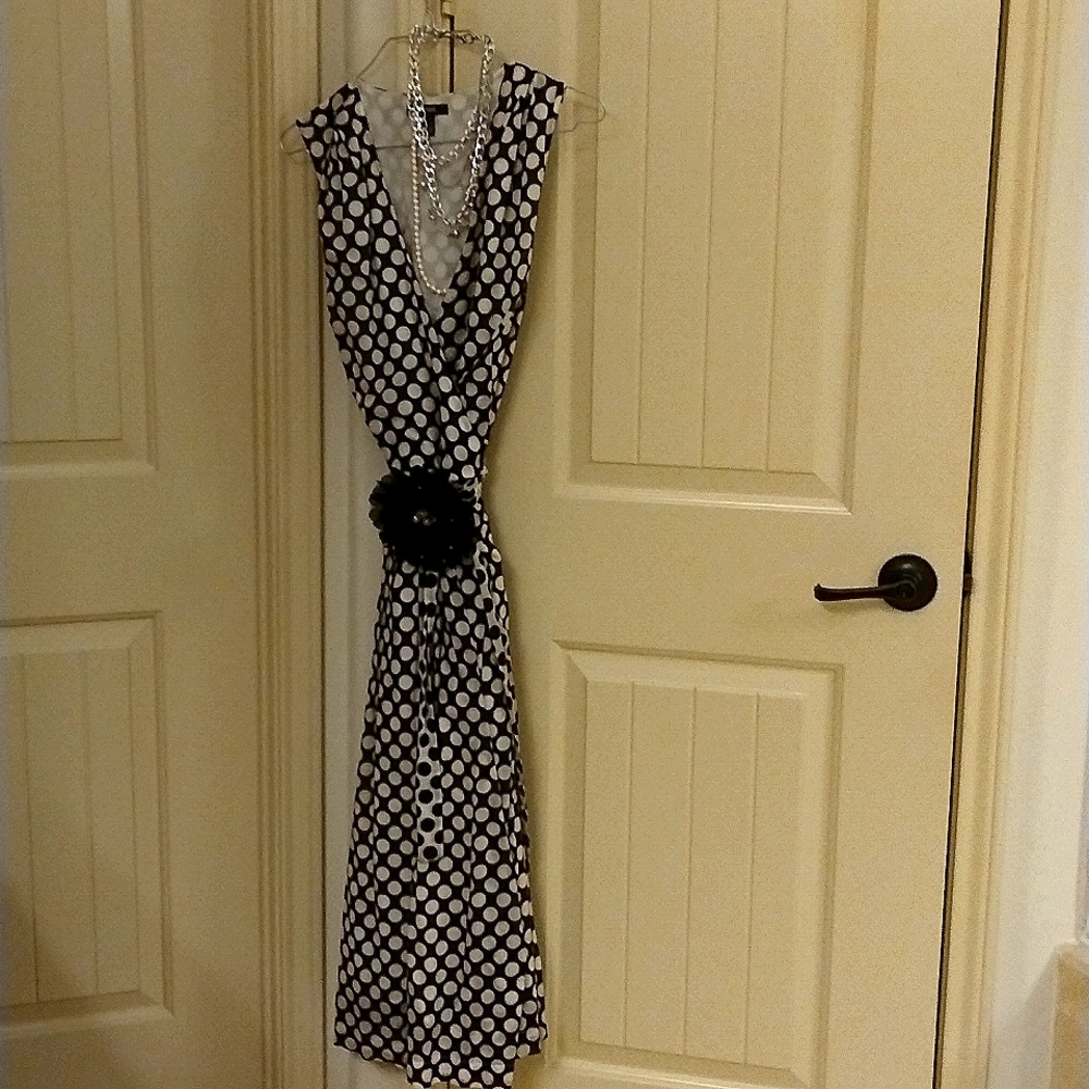 vintage black and white polkadot wrap dress  by designer ALFANI